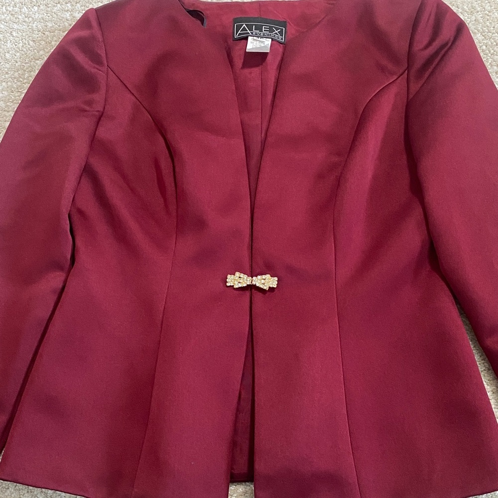 Alex Evenings Women's Deep Red Blazer Size 4 - Picture 5 of 12